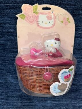 Hello Kitty Pink and Brown Wicker Basket Plush Accessory